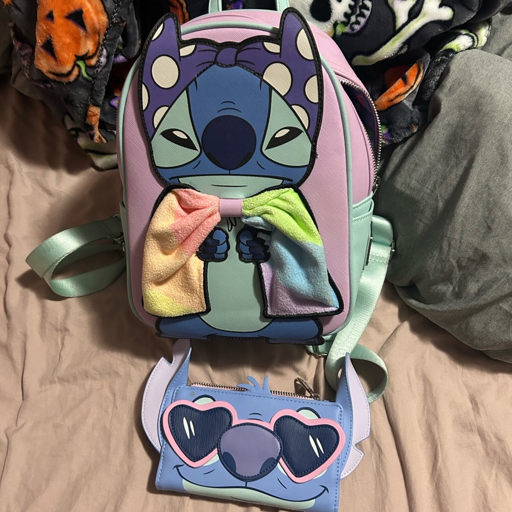 Loungefly Stitch Pastel Backpack and Wallet Set